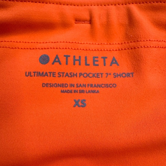 ATHLETA Women Ultimate Stash Pocket 7" Short Size XS Orange EUC Sporty Athletic - Picture 6 of 9